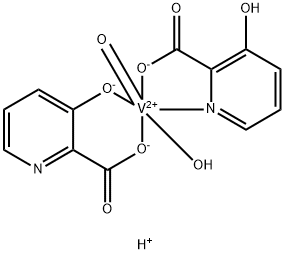 (OC-6-45)-Aqua(3-hydroxy-2-pyridinecarboxylato-κ-N1,κO2)[3-(hydroxy-κO)-2-pyridinecarboxylato(2-)-κO2]oxovanadate(1-),hydrogen Struktur