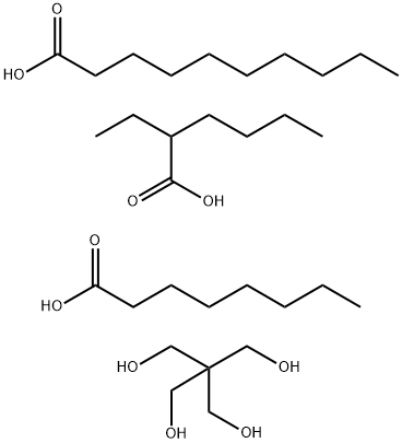 Decanoic acid, ester with 2,2-bis(hydroxymethyl)-1,3-propanediol 2-ethylhexanoate octanoate  Struktur