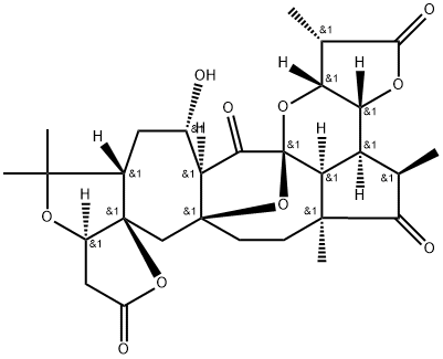 2H,8H-7a,16a-Epoxy-10H-3,9,12,17-tetraoxacyclopent[3',3'a]azuleno[6',5':5,6]cyclooct[1,2,3-cd]-as-indacene-2,5,10,16(1H,13H)-tetrone, tetradecahydro-15-hydroxy-1,4,5a,13,13-pentamethyl-, (1S,3aR,3bS,4R,5aS,7aS,8aR,11aR,13aS,15S,15aR,16aS,16bS,17aR)- Struktur