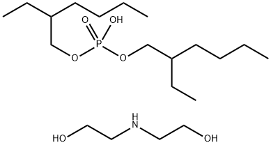 Phosphoric acid, bis(2-ethylhexyl) ester with 2,2'-(coco alkylimino)bis(ethanol) Struktur