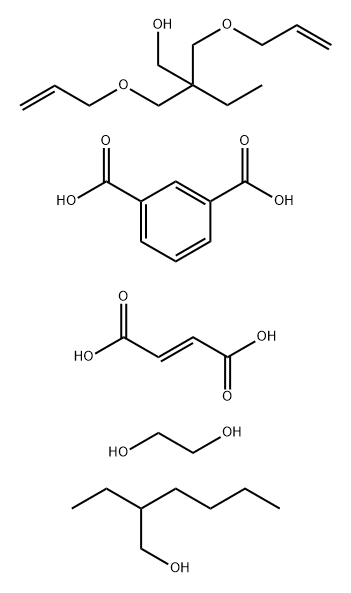 1,3-Benzenedicarboxylic acid, polymer with (E)-2-butenedioic acid, 1,2-ethanediol and 2-ethyl-2-(hydroxymethyl)-1,3-propanediyl di-2-propenoate, 2-ethylhexyl ester Struktur