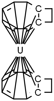 bis(eta8-Cyclobutenooctatetraene) uranium Struktur