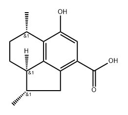 (-)-1,2,6,7,8,8aα-Hexahydro-5-hydroxy-1α,6α-dimethyl-3-acenaphthylenecarboxylic acid Struktur