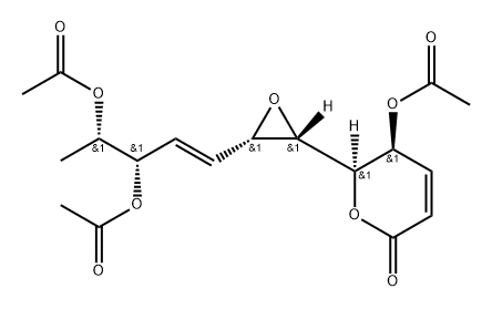 (5S)-5α-Acetyloxy-6α-[(2S,3S)-3-[(1E,3S,4S)-3,4-bis(acetyloxy)-1-pentenyl]oxiran-2-yl]-5,6-dihydro-2H-pyran-2-one Struktur