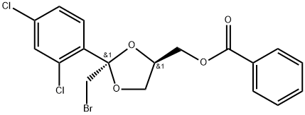 1,3-Dioxolane-4-methanol, 2-(bromomethyl)-2-(2,4-dichlorophenyl)-, 4-benzoate, (2S,4R)- Struktur