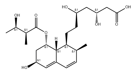 1-Naphthaleneheptanoic acid, 1,2,6,7,8,8a-hexahydro-β,δ,6-trihydroxy-8-[(2S,3R)-3-hydroxy-2-methyl-1-oxobutoxy]-2-methyl-, (βR,δR,1S,2S,6S,8S,8aR)- Struktur