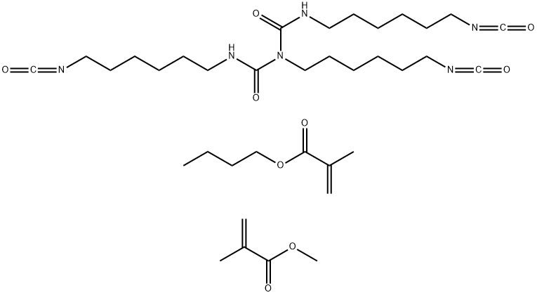 2-Propenoic acid, 2-methyl-, butyl ester, polymer with methyl 2-methyl-2-propenoate and N,N,2-tris(6-isocyanatohexyl)imidodicarbonic diamide Struktur