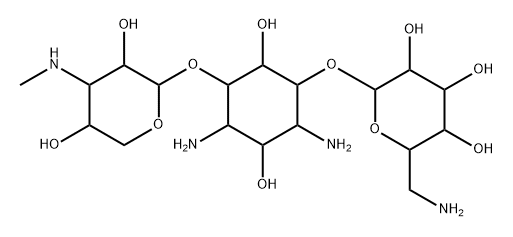 D-Streptamine, O-6-amino-6-deoxy-α-D-glucopyranosyl-(1→4)-O-[3-deoxy-3-(methylamino)-β-L-arabinopyranosyl-(1→6)]- Struktur