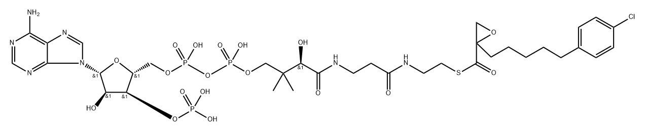 S-(2-(5-(4-chlorophenyl)pentyl)oxiranecarboxylate)-coenzyme A Struktur