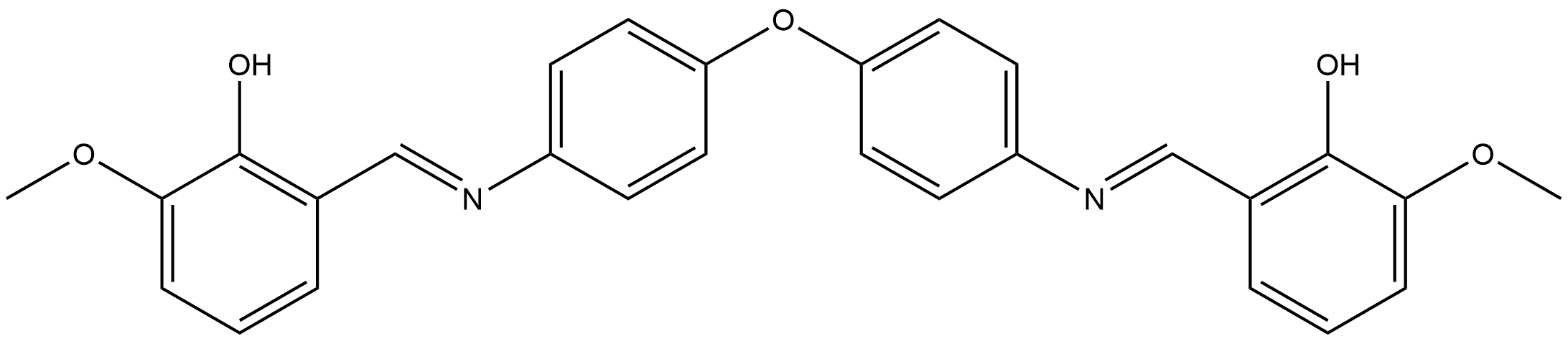 2,2-{oxybis[benzene-4,1-diylnitrilo(E)methylylidene]}bis(6-methoxyphenol) Struktur