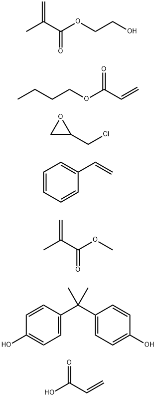 2-Propenoic acid, 2-methyl-, 2-hydroxyethyl ester, polymer with butyl 2-propenoate, (chloromethyl)oxirane, ethenylbenzene, 4,4-(1-methylethylidene)bisphenol, methyl 2-methyl-2-propenoate and 2-propenoic acid Struktur