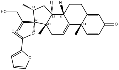 Pregna-1,4,9(11)-triene-3,20-dione, 17-[(2-furanylcarbonyl)oxy]-21-hydroxy-16-methyl-, (16α)- Struktur