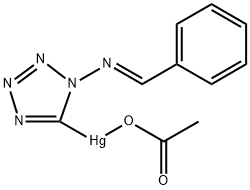 Mercury, (acetato-O)[1-[(phenylmethylene)amino]-1H-tetrazol-5-yl]- (9CI) Struktur