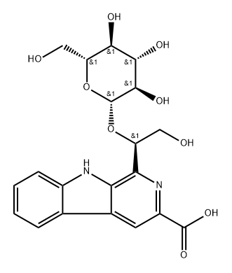 9H-Pyrido[3,4-b]indole-3-carboxylic acid, 1-[(1R)-1-(β-D-glucopyranosyloxy)-2-hydroxyethyl]- Struktur