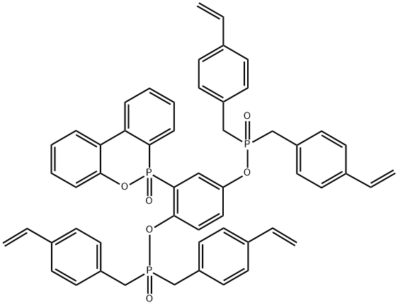 2-(6-oxido-6H-dibenz[c,e][1,2]oxaphosphorin-6-yl)-1,4-phenylene bis[(4-ethenylphenyl)methyl] phosphinic acid ester Struktur