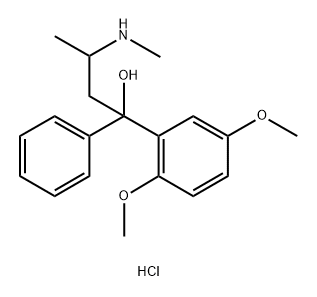 Benzenemethanol, 2,5-dimethoxy-α-[2-(methylamino)propyl]-α-phenyl-, hydrochloride (1:1) Struktur