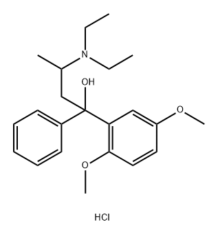 Benzenemethanol, α-[2-(diethylamino)propyl]-2,5-dimethoxy-α-phenyl-, hydrochloride (1:1) Struktur