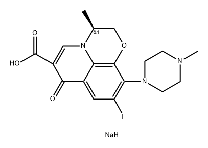 7H-Pyrido[1,2,3-de]-1,4-benzoxazine-6-carboxylic acid, 9-fluoro-2,3-dihydro-3-methyl-10-(4-methyl-1-piperazinyl)-7-oxo-, sodium salt (1:1), (3S)- Struktur