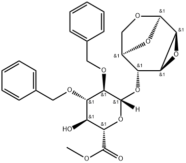 1,6:2,3-Dianhydro-4-O-(2,3-di-O-benzyl-beta-D-glucuronic acid methyl ester)-beta-D-mannopyranose Struktur