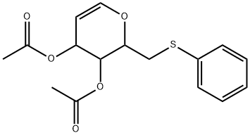 D-arabino-Hex-1-enitol, 1,5-anhydro-2-deoxy-6-S-phenyl-6-thio-, diacetate Struktur