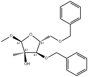 Methyl 3,5-di-O-benzyl-2-C-methyl-α-D-ribofuranoside Struktur