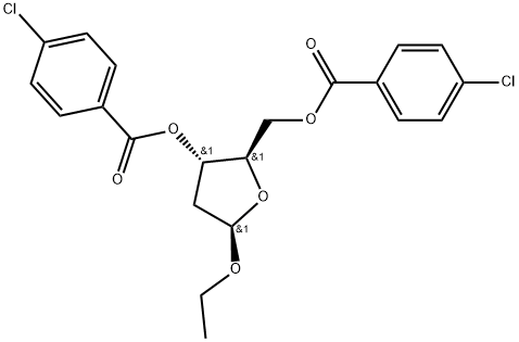 β-D-erythro-Pentofuranoside, ethyl 2-deoxy-, bis(4-chlorobenzoate) (9CI) Struktur