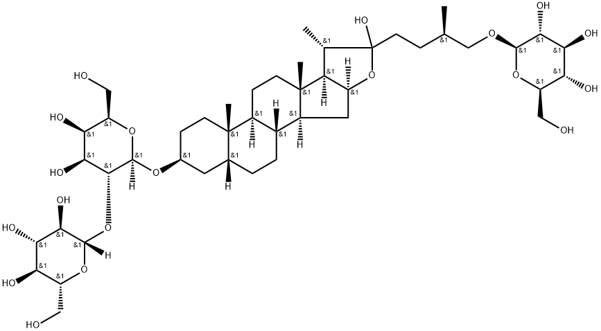 β-D-Galactopyranoside, (3β,5β,25R)-26-(β-D-glucopyranosyloxy)-22-hydroxyfurostan-3-yl 2-O-β-D-glucopyranosyl- Structure