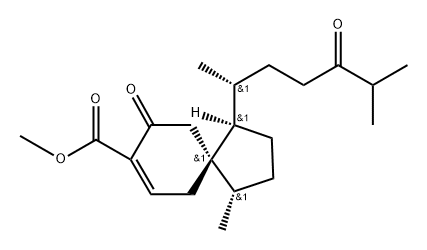 Spiro[4.5]dec-7-ene-8-carboxylic acid, 1-(1,5-dimethyl-4-oxohexyl)-4-methyl-9-oxo-, methyl ester, [1R-[1α(R*),4β,5β]]- (9CI) Struktur