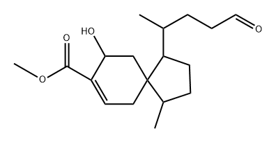 Spiro[4.5]dec-7-ene-8-carboxylic acid, 9-hydroxy-1-methyl-4-(1-methyl-4-oxobutyl)-, methyl ester, [1S-[1α,4β(S*),5α(R*)]]- (9CI) Struktur