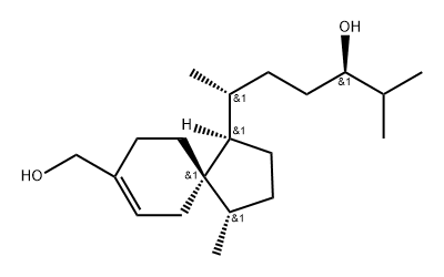 Spiro[4.5]dec-7-ene-1-butanol, 8-(hydroxymethyl)-δ,4-dimethyl-α-(1-methylethyl)-, [1R-[1α(αR*,δR*),4β,5β]]- (9CI) Struktur