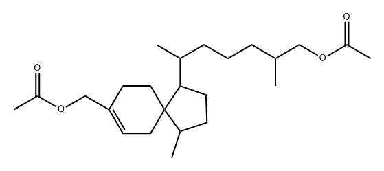 Spiro[4.5]dec-7-ene-1-hexanol, 8-[(acetyloxy)methyl]-β,ζ,4-trimethyl-, 1-acetate Struktur