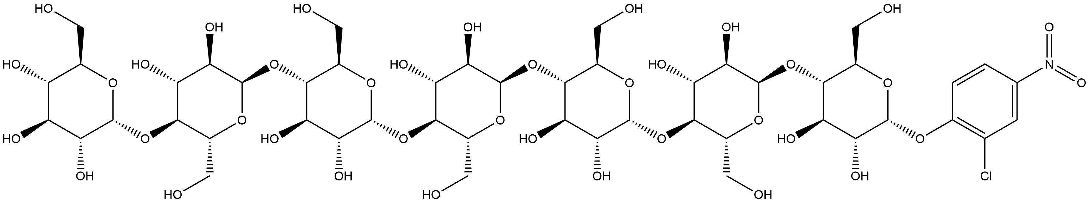 α-D-Glucopyranoside, 2-chloro-4-nitrophenyl O-α-D-glucopyranosyl-(1→4)-O-α-D-glucopyranosyl-(1→4)-O-α-D-glucopyranosyl-(1→4)-O-α-D-glucopyranosyl-(1→4)-O-α-D-glucopyranosyl-(1→4)-O-α-D-glucopyranosyl-(1→4)- Struktur