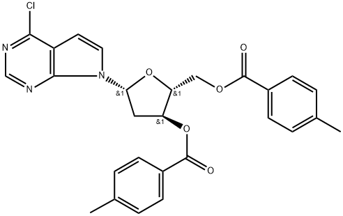 7H-Pyrrolo[2,3-d]pyrimidine, 4-chloro-7-[2-deoxy-3,5-bis-O-(4-methylbenzoyl)-β-D-erythro-pentofuranosyl]- Struktur