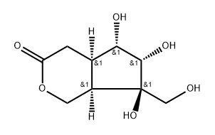 Cyclopenta[c]pyran-3(1H)-one, hexahydro-5,6,7-trihydroxy-7-(hydroxymethyl)-, (4aR,5S,6S,7R,7aR)-rel-(+)- Structure