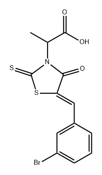 2-[(5Z)-5-[(3-bromophenyl)methylidene]-4-oxo-2-sulfanylidene-1,3-thiazolidin-3-yl]propanoic acid Struktur