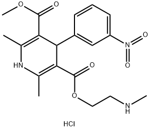 3,5-Pyridinedicarboxylic acid, 1,4-dihydro-2,6-dimethyl-4-(3-nitrophenyl)-, 3-methyl 5-[2-(methylamino)ethyl] ester, hydrochloride (1:1) Struktur