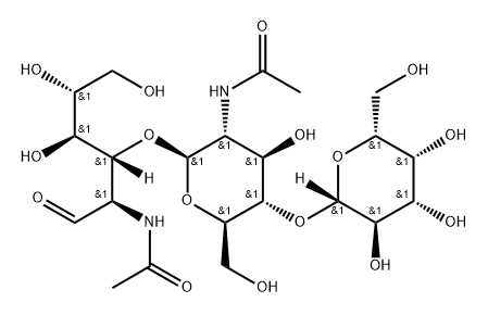 galactopyranosyl(1-4)acetylglucosaminyl(1-3)acetylgalactosamine Struktur