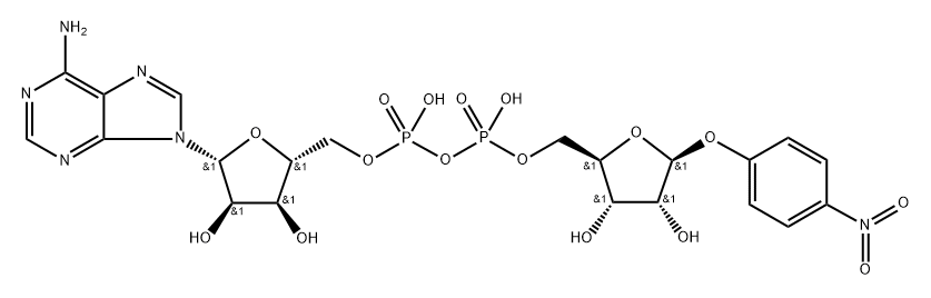 Adenosine 5'-(trihydrogen diphosphate), P'-5-ester with 4-nitrophenyl beta-D-ribofuranoside Struktur