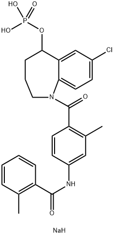 Benzamide, N-[4-[[7-chloro-2,3,4,5-tetrahydro-5-(phosphonooxy)-1H-1-benzazepin-1-yl]carbonyl]-3-methylphenyl]-2-methyl-, sodium salt (1:2) Structure