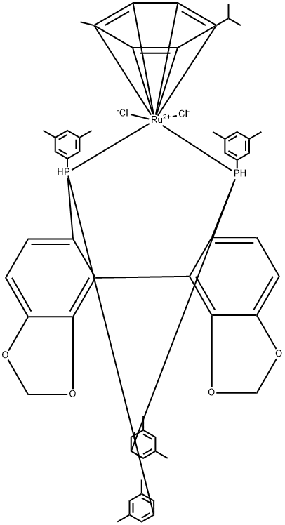 Chloro{(S)-(-)-5,5'-bis[di(3,5-xylyl)phosphino]-4,4'-bi-1,3-benzodioxole} (p-cymene)ruthenium(II)chloride[RuCl(p-cymene)((S)-dm-segphos)]Cl Struktur