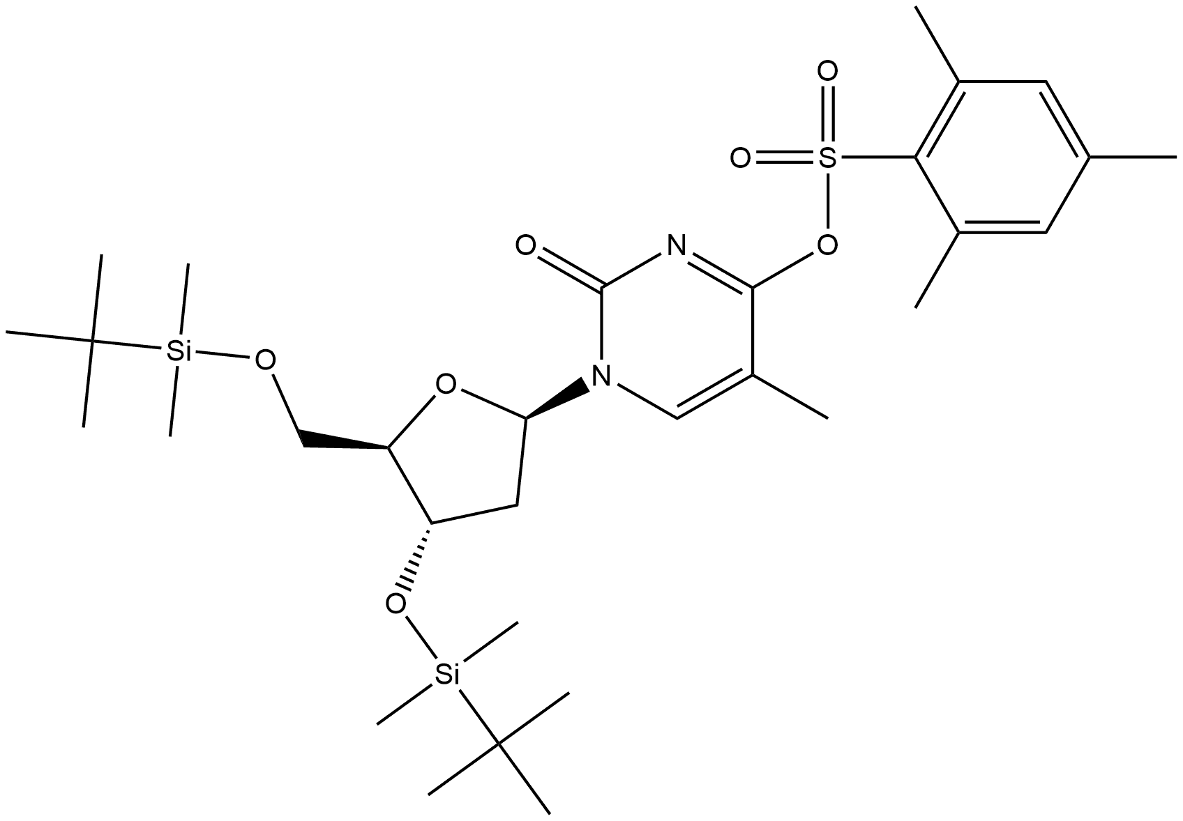 Thymidine, 3',5'-bis-O-[(1,1-dimethylethyl)dimethylsilyl]-, 4-(2,4,6-trimethylbenzenesulfonate)