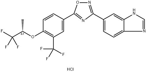 1H-Benzimidazole, 6-[5-[3-(trifluoromethyl)-4-[(1S)-2,2,2-trifluoro-1-methylethoxy]phenyl]-1,2,4-oxadiazol-3-yl]-, hydrochloride (1:1) Struktur