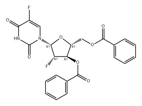 3',5'-Di-O-benzoyl-2'-deoxy-2'-fluoro-5-fluoro-arabinouridine Struktur