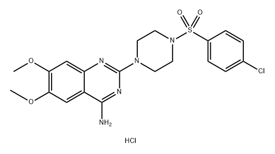 4-Quinazolinamine, 2-[4-[(4-chlorophenyl)sulfonyl]-1-piperazinyl]-6,7-dimethoxy-, hydrochloride (1:1) Struktur