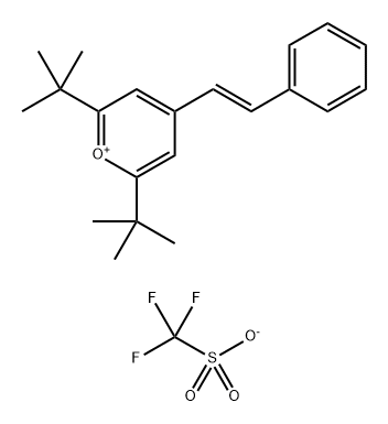 (E)-2,6-Bis(1,1-dimethylethyl)-4-(2-phenylethenyl)pyrilliumsalt Struktur