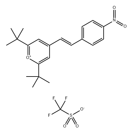 (E)-2,6-Bis(1,1-dimethylethyl)-4-(2-(4-nitrophenyl)ethenyl)pyryliumsalt Struktur