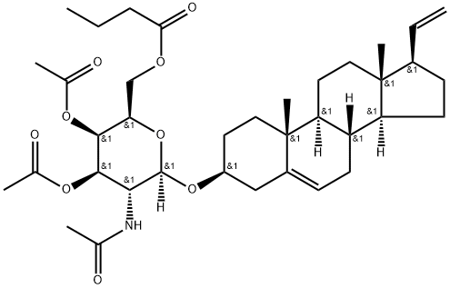 Pregna-5,20-dien-3β-yl 2-(acetylamino)-2-deoxy-β-D-galactopyranoside 3,4-diacetate 6-butanoate Struktur