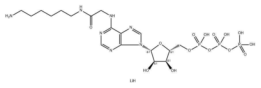 N6-([6-Aminohexyl]carbamoylmethyl)adenosine 5′-triphosphate lithium salt Struktur