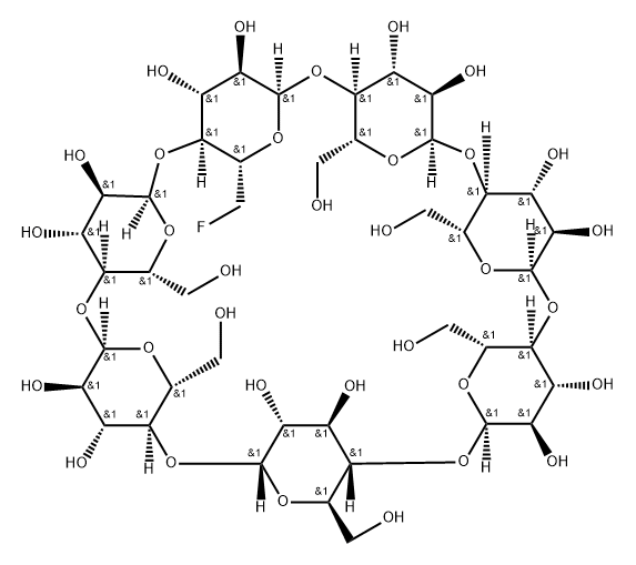 6-deoxy-6-fluorocyclomaltoheptaose Struktur