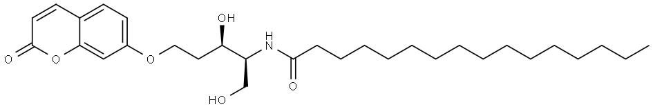 2,4-Dideoxy-5-O-(2-oxo-2H-chromen-7-yl)-2-(palmitoylamino)-D-erythro-pentitol Struktur